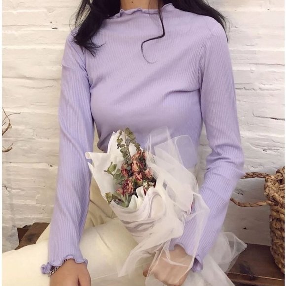 Lettuce / Frill Edge Long Sleeve Shirt - Picture 1 of 3